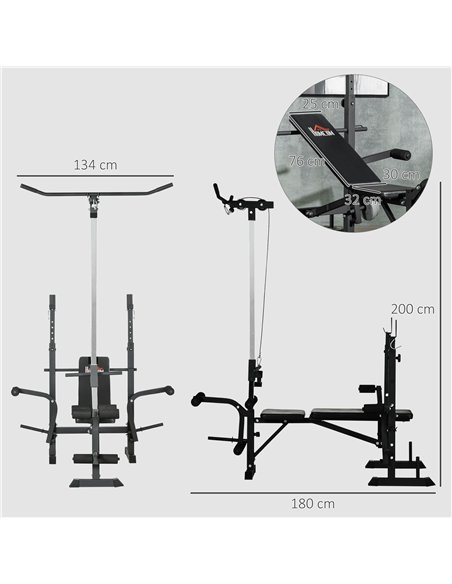 HOMCOM Adjustable Weight Bench with Pulley System, Incline Bench Press Set with Squat Rack, Leg Developer, Butterfly and Weight  - pic 172034 | FastDaddyshop
