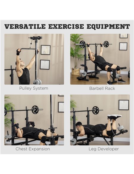 HOMCOM Adjustable Weight Bench with Pulley System, Incline Bench Press Set with Squat Rack, Leg Developer, Butterfly and Weight  - pic 172035 | FastDaddyshop
