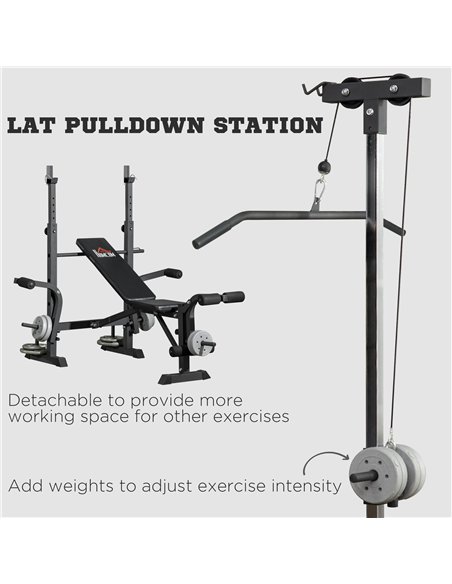HOMCOM Adjustable Weight Bench with Pulley System, Incline Bench Press Set with Squat Rack, Leg Developer, Butterfly and Weight  - pic 172036 | FastDaddyshop