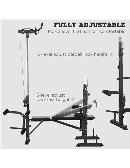 HOMCOM Adjustable Weight Bench with Pulley System, Incline Bench Press Set with Squat Rack, Leg Developer, Butterfly and Weight  - pic 172037 | FastDaddyshop