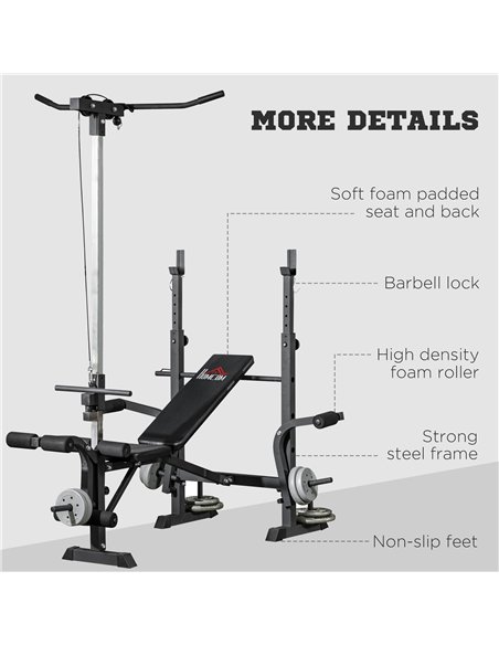 HOMCOM Adjustable Weight Bench with Pulley System, Incline Bench Press Set with Squat Rack, Leg Developer, Butterfly and Weight  - pic 172039 | FastDaddyshop