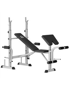 HOMCOM Adjustable Weight Bench with Squat Rack, Heavy Duty Bench Press Rack with Preacher Curl Pad, Leg Developer, Barbell Rack,
