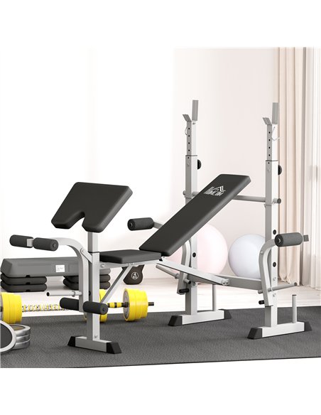 HOMCOM Adjustable Weight Bench with Squat Rack, Heavy Duty Bench Press Rack with Preacher Curl Pad, Leg Developer, Barbell Rack, - pic 172042 | FastDaddyshop