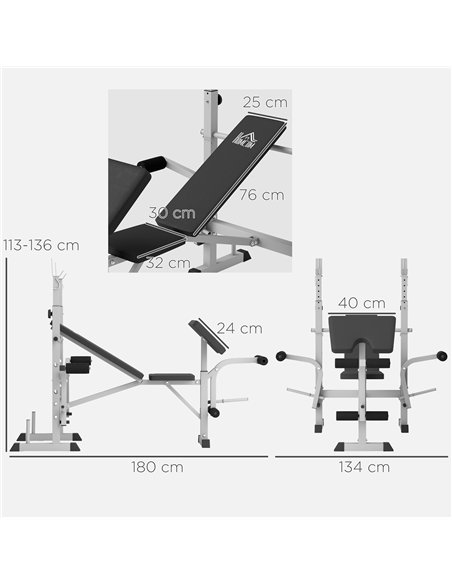 HOMCOM Adjustable Weight Bench with Squat Rack, Heavy Duty Bench Press Rack with Preacher Curl Pad, Leg Developer, Barbell Rack, - pic 172043 | FastDaddyshop