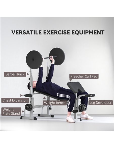 HOMCOM Adjustable Weight Bench with Squat Rack, Heavy Duty Bench Press Rack with Preacher Curl Pad, Leg Developer, Barbell Rack, - pic 172044 | FastDaddyshop