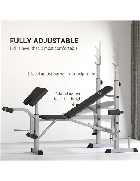 HOMCOM Adjustable Weight Bench with Squat Rack, Heavy Duty Bench Press Rack with Preacher Curl Pad, Leg Developer, Barbell Rack, - pic 172045 | FastDaddyshop