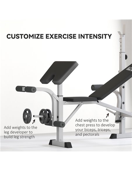 HOMCOM Adjustable Weight Bench with Squat Rack, Heavy Duty Bench Press Rack with Preacher Curl Pad, Leg Developer, Barbell Rack, - pic 172046 | FastDaddyshop