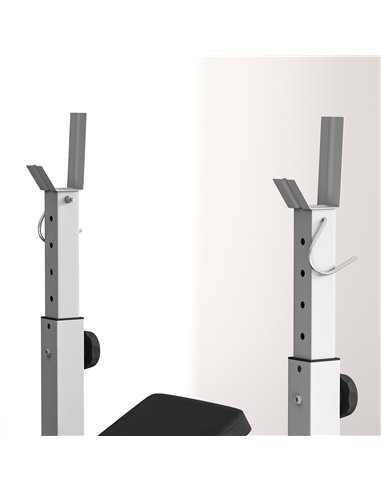 HOMCOM Adjustable Weight Bench with Squat Rack, Heavy Duty Bench Press Rack with Preacher Curl Pad, Leg Developer, Barbell Rack,