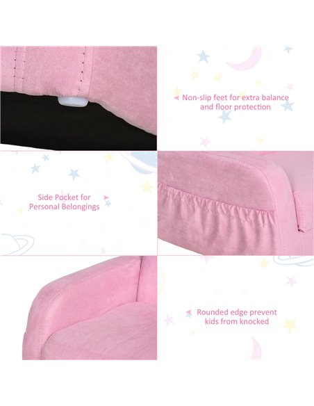 HOMCOM 2 In 1 Kids Children Sofa Chair Bed Folding Couch Soft Flannel Foam Toddler Furniture for Playroom Bedroom Living Room Pi - pic 17205 | FastDaddyshop