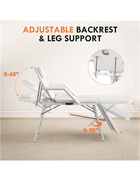 HOMCOM Portable Massage Table, 3 Section Adjustable Beauty Bed, Foldable Massage Bed with Face Hole, Recliner Chair with Removab - pic 172053 | FastDaddyshop