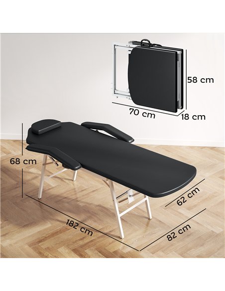 HOMCOM Portable Massage Table, 3 Section Adjustable Beauty Bed, Foldable Massage Bed with Face Hole, Recliner Chair with Removab - pic 172061 | FastDaddyshop