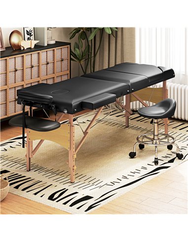HOMCOM Adjustable Folding Massage Table - Black