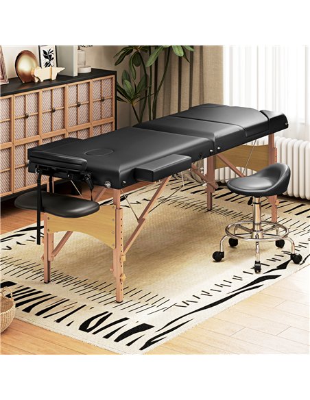 HOMCOM Adjustable Folding Massage Table - Black - pic 172069 | FastDaddyshop