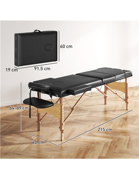 HOMCOM Adjustable Folding Massage Table - Black - pic 172070 | FastDaddyshop
