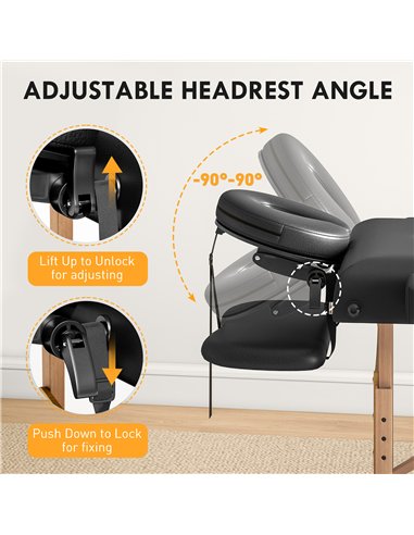 HOMCOM Adjustable Folding Massage Table - Black