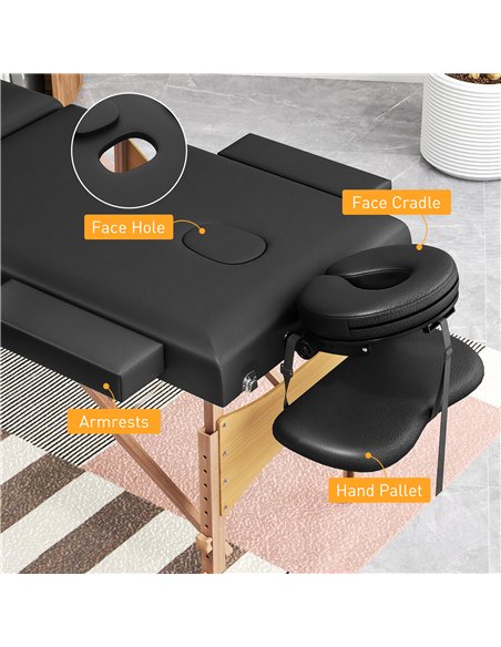HOMCOM Adjustable Folding Massage Table - Black - pic 172075 | FastDaddyshop