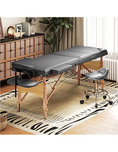 HOMCOM Adjustable Folding Massage Table - Grey