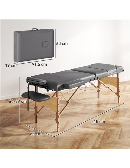 HOMCOM Adjustable Folding Massage Table - Grey - pic 172079 | FastDaddyshop
