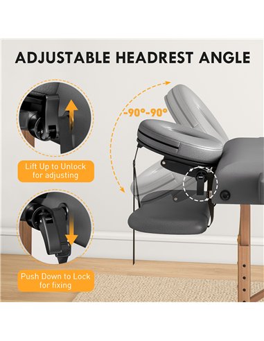 HOMCOM Adjustable Folding Massage Table - Grey