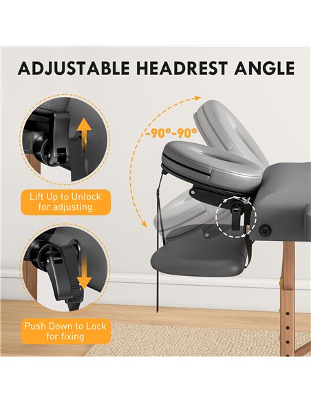 HOMCOM Adjustable Folding Massage Table - Grey - pic 172081 | FastDaddyshop
