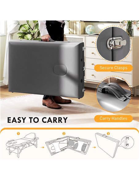 HOMCOM Adjustable Folding Massage Table - Grey - pic 172082 | FastDaddyshop