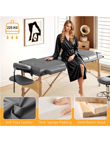 HOMCOM Adjustable Folding Massage Table - Grey - pic 172083 | FastDaddyshop