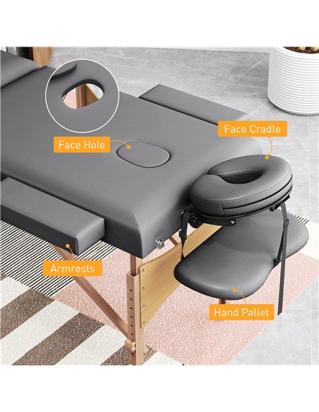 HOMCOM Adjustable Folding Massage Table - Grey - pic 172084 | FastDaddyshop