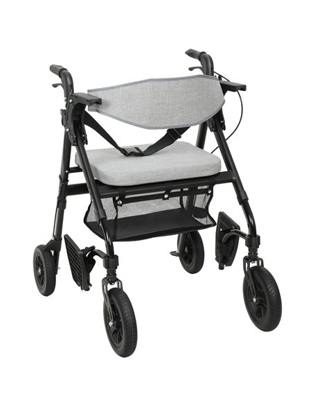 HOMCOM Rollator Walker Wheelchair, with Seat - Grey - pic 172086 | FastDaddyshop