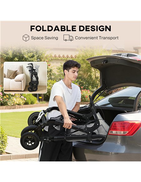 HOMCOM Rollator Walker Wheelchair, with Seat - Grey - pic 172093 | FastDaddyshop