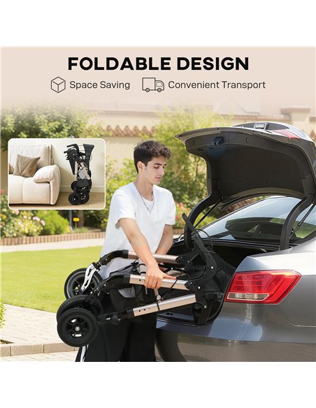 HOMCOM Rollator Walker Wheelchair, with Seat - Black - pic 172102 | FastDaddyshop