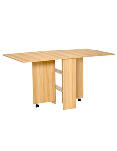 HOMCOM Folding Dining Table, Drop Leaf Table for Small Spaces, Foldable Rectangular Tabletop with Storage Shelves for Kitchen, D