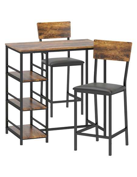 HOMCOM Three-Piece Compact Bar Table Set - Brown/Black - pic 172113 | FastDaddyshop