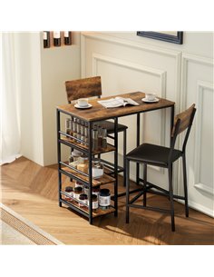 HOMCOM Three-Piece Compact Bar Table Set - Brown/Black 2