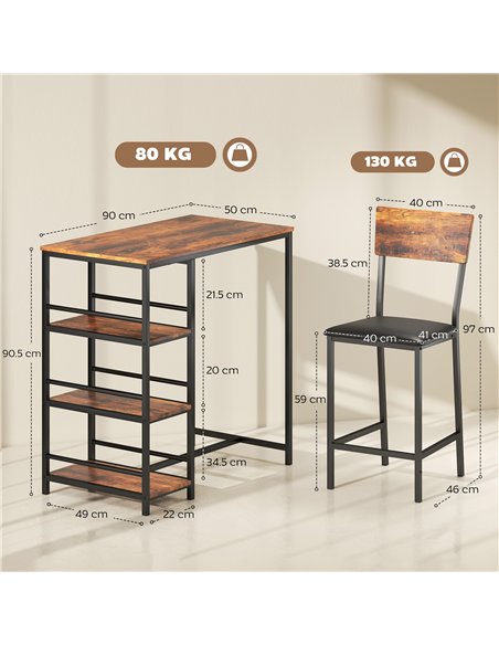 HOMCOM Three-Piece Compact Bar Table Set - Brown/Black - pic 172115 | FastDaddyshop