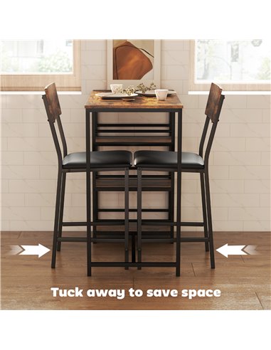 HOMCOM Three-Piece Compact Bar Table Set - Brown/Black