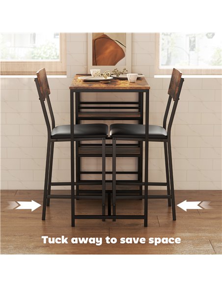 HOMCOM Three-Piece Compact Bar Table Set - Brown/Black - pic 172118 | FastDaddyshop