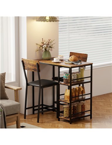 HOMCOM Three-Piece Compact Bar Table Set - Brown/Black