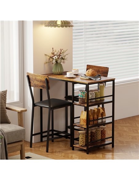 HOMCOM Three-Piece Compact Bar Table Set - Brown/Black - pic 172120 | FastDaddyshop