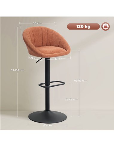 HOMCOM Set of Two Relaxed Tub Bar Stools - Orange