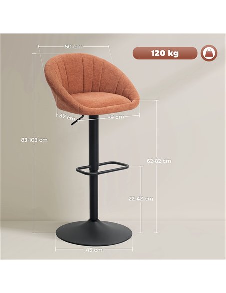 HOMCOM Set of Two Relaxed Tub Bar Stools - Orange - pic 172124 | FastDaddyshop