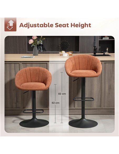 HOMCOM Set of Two Relaxed Tub Bar Stools - Orange - pic 172125 | FastDaddyshop
