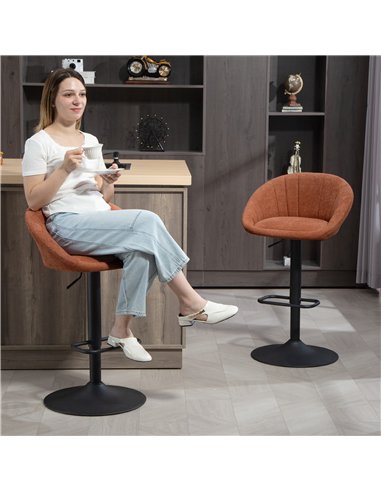 HOMCOM Set of Two Relaxed Tub Bar Stools - Orange