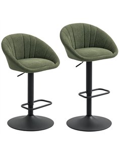 HOMCOM Set of Two Relaxed Tub Bar Stools - Dark Green