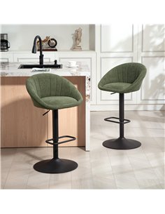 HOMCOM Set of Two Relaxed Tub Bar Stools - Dark Green 2
