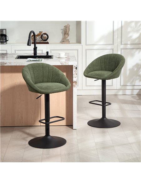 HOMCOM Set of Two Relaxed Tub Bar Stools - Dark Green - pic 172132 | FastDaddyshop