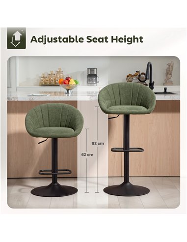 HOMCOM Set of Two Relaxed Tub Bar Stools - Dark Green
