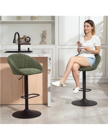 HOMCOM Set of Two Relaxed Tub Bar Stools - Dark Green