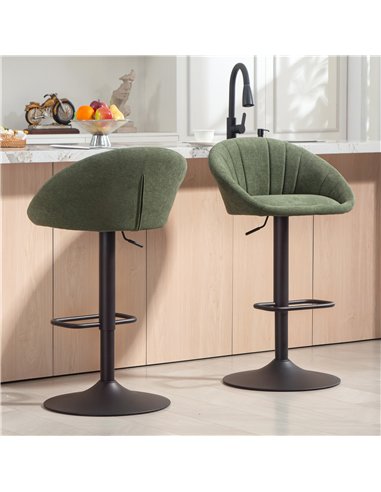 HOMCOM Set of Two Relaxed Tub Bar Stools - Dark Green