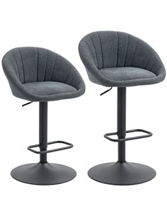 HOMCOM Set of Two Relaxed Tub Bar Stools - Dark Grey