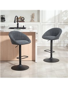 HOMCOM Set of Two Relaxed Tub Bar Stools - Dark Grey 2